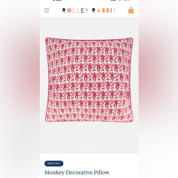 Roller Rabbit Bedding Roller Rabbit Monkey Decorative Pillow Nwt
